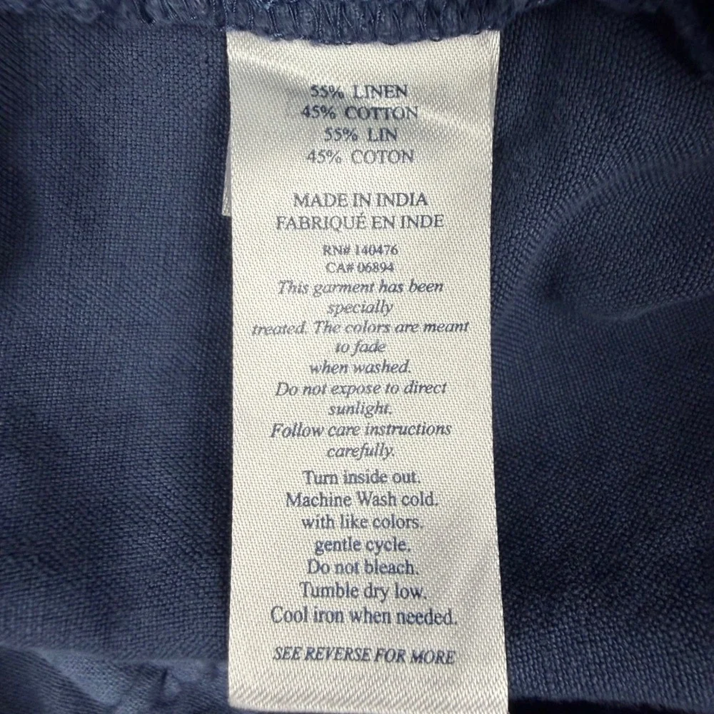 Faherty Men's 40 Malibu Chino Short Navy Blue Linen Blend Flat Front Casual